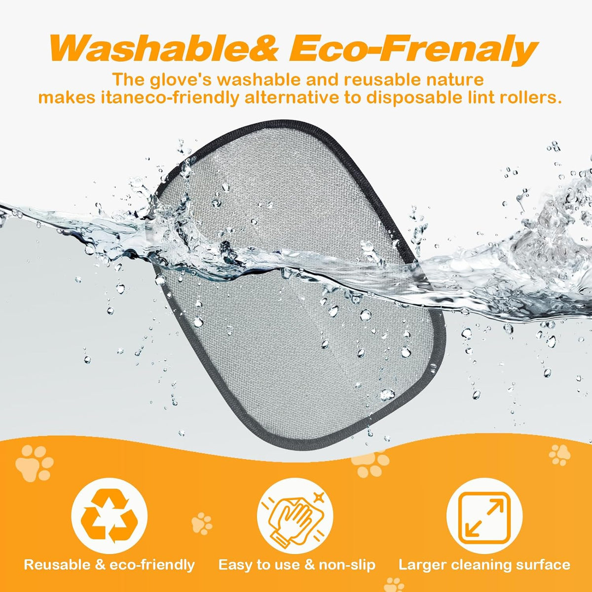 Pet Hair Removal Glove for Cats Dogs, Washable Reusable Animal Fur Removal Tool, Hair Retention Powerful Cat Grooming Gloves for Couch, Furniture, Carpet, Car Seat, Ease of Use