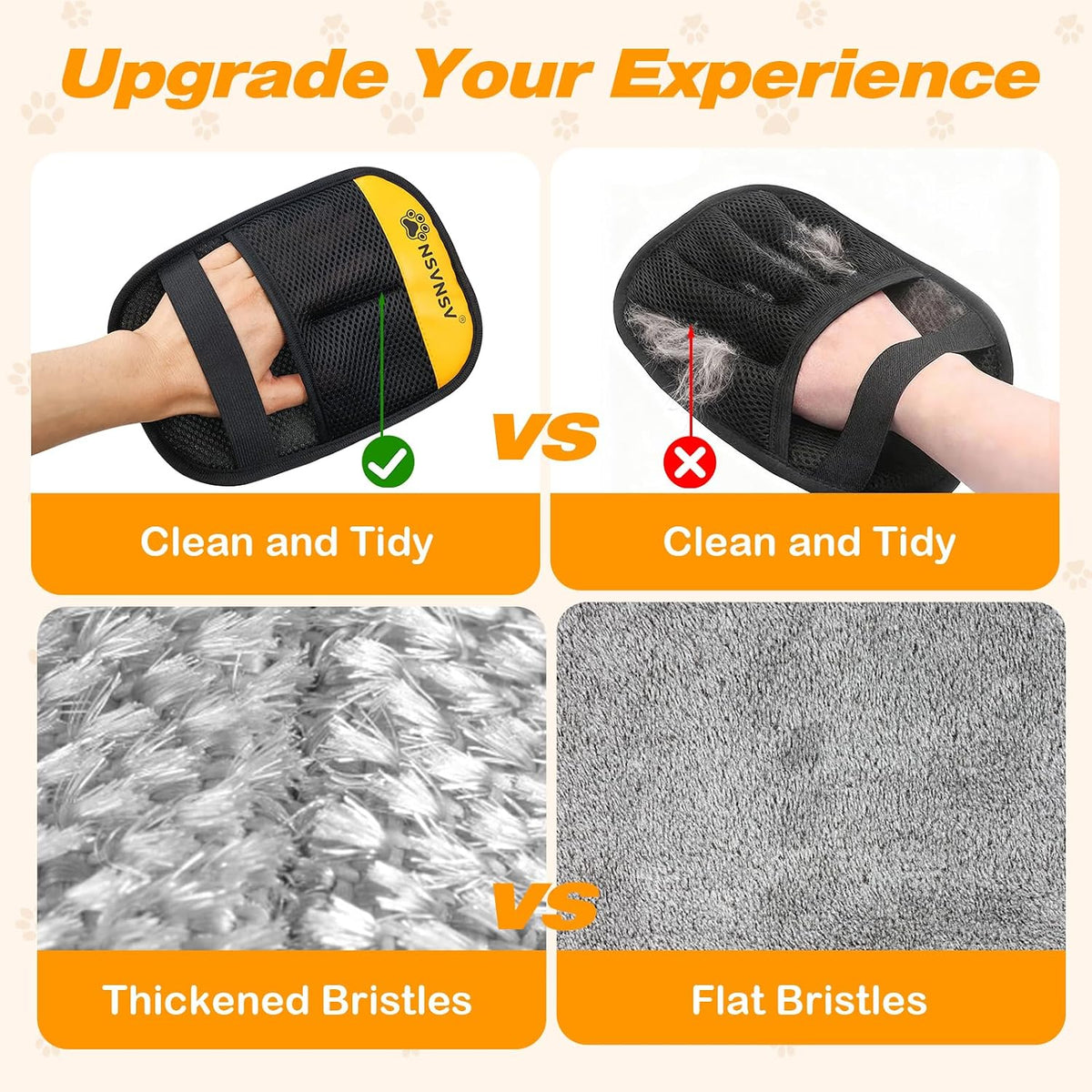 Pet Hair Removal Glove for Cats Dogs, Washable Reusable Animal Fur Removal Tool, Hair Retention Powerful Cat Grooming Gloves for Couch, Furniture, Carpet, Car Seat, Ease of Use